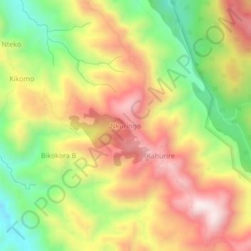 Nkuringo topographic map, elevation, terrain