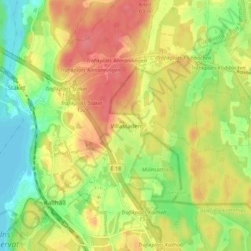 Villastaden topographic map, elevation, terrain