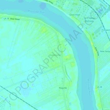 Hahnville topographic map, elevation, terrain