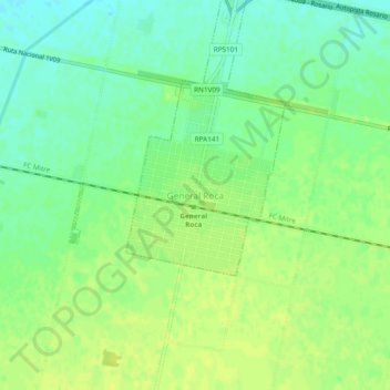 General Roca topographic map, elevation, terrain