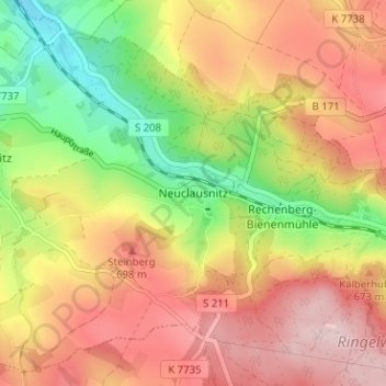 Neuclausnitz topographic map, elevation, terrain