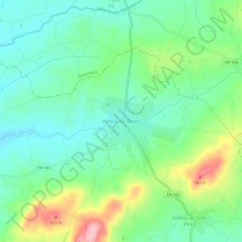 Aldeia do Bispo topographic map, elevation, terrain
