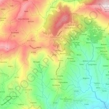 Gurgo topographic map, elevation, terrain