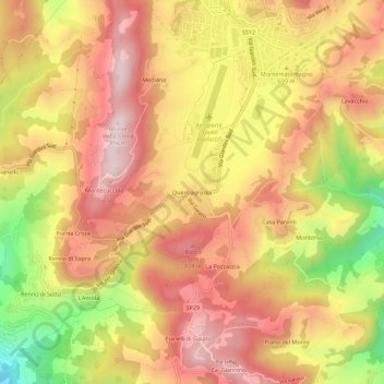 Querciagrossa topographic map, elevation, terrain
