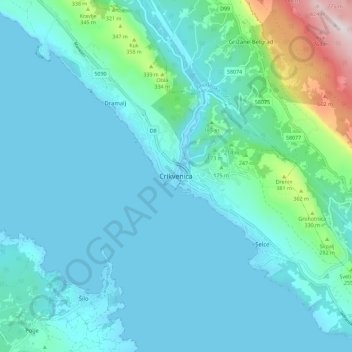 Crikvenica topographic map, elevation, terrain