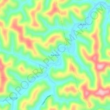 Blue River topographic map, elevation, terrain