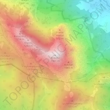 Anboto topographic map, elevation, terrain