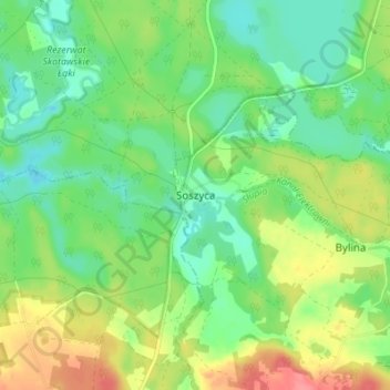 Soszyca topographic map, elevation, terrain