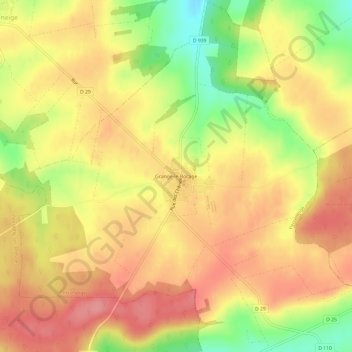 Grange-le-Bocage topographic map, elevation, terrain