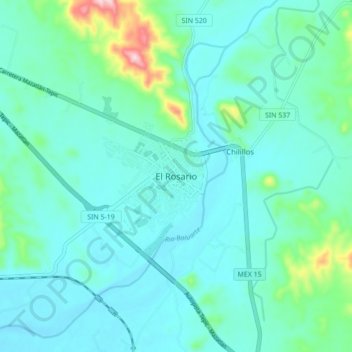 El Rosario topographic map, elevation, terrain