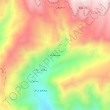 Mollebaya topographic map, elevation, terrain