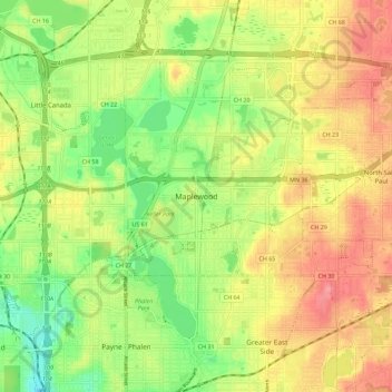 Maplewood topographic map, elevation, terrain