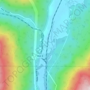 Wickersham topographic map, elevation, terrain