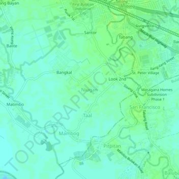 Niugan topographic map, elevation, terrain