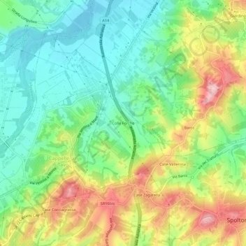 Colle Forche topographic map, elevation, terrain