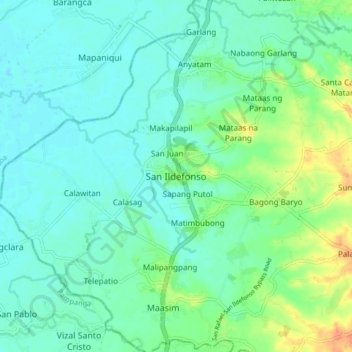 San Ildefonso topographic map, elevation, terrain