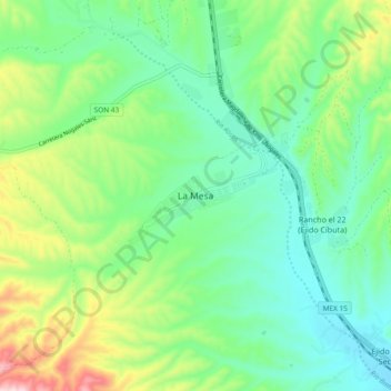 La Mesa topographic map, elevation, terrain