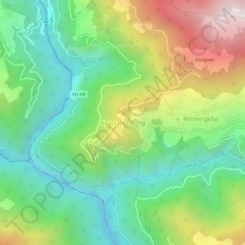 Kyapcha Dzong topographic map, elevation, terrain