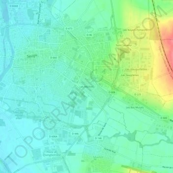 Les Maillots topographic map, elevation, terrain