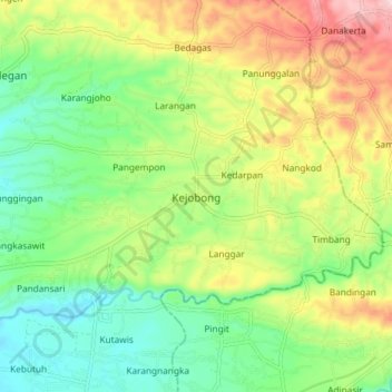 Kejobong topographic map, elevation, terrain