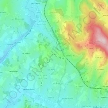 Le Bey topographic map, elevation, terrain