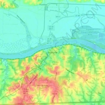 Boonville topographic map, elevation, terrain