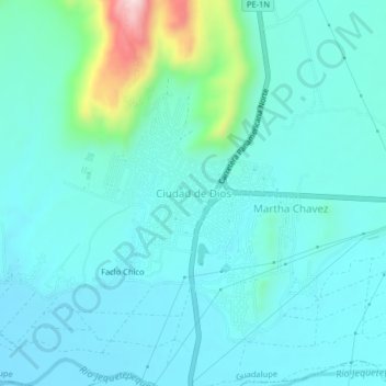 Ciudad de Dios topographic map, elevation, terrain