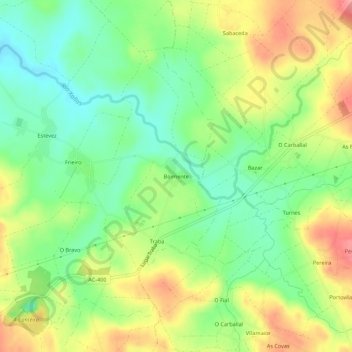 Boimente topographic map, elevation, terrain
