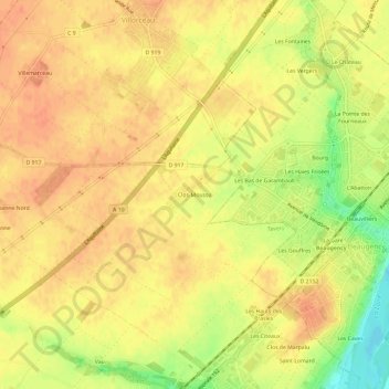 Clos-Moussu topographic map, elevation, terrain