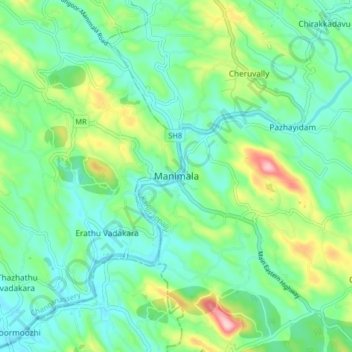 Manimala topographic map, elevation, terrain