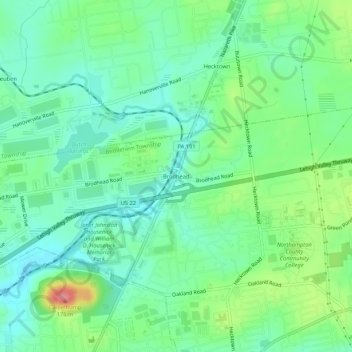 Brodhead topographic map, elevation, terrain