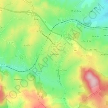 Vers le Saut topographic map, elevation, terrain