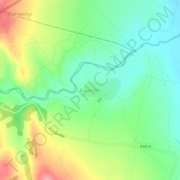 Kalambe topographic map, elevation, terrain
