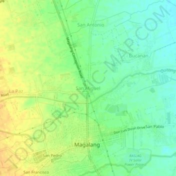 San Miguel topographic map, elevation, terrain