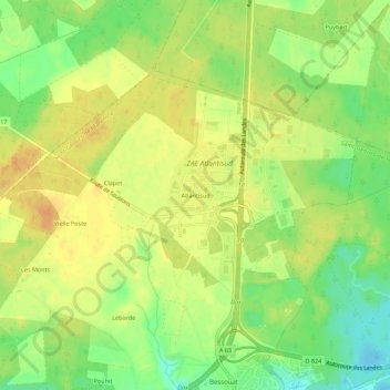 Atlantisud topographic map, elevation, terrain