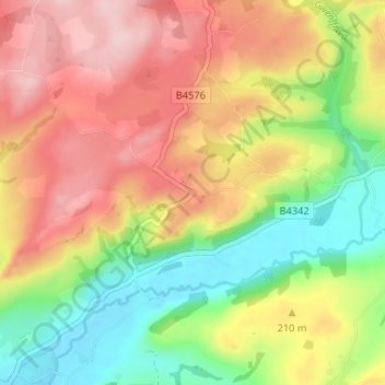 Bwlchllan topographic map, elevation, terrain