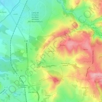 Mazeyrac topographic map, elevation, terrain