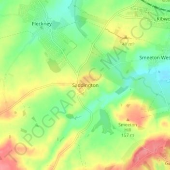 Saddington topographic map, elevation, terrain
