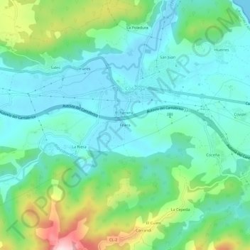 Friera topographic map, elevation, terrain