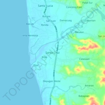 Santa Cruz topographic map, elevation, terrain