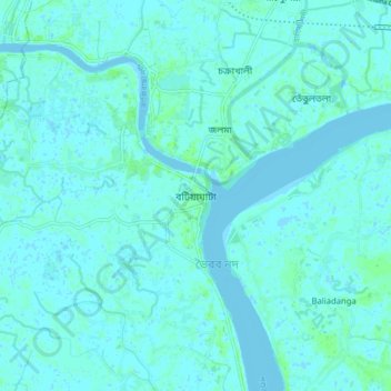 Batiaghata topographic map, elevation, terrain