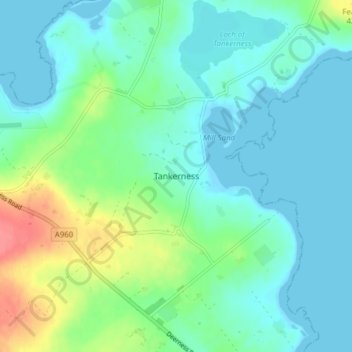 Tankerness topographic map, elevation, terrain