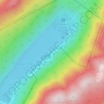 Lago Tinquilco topographic map, elevation, terrain