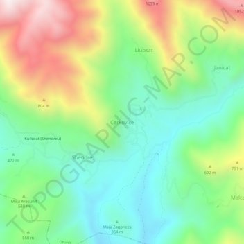 Cerkovicë topographic map, elevation, terrain