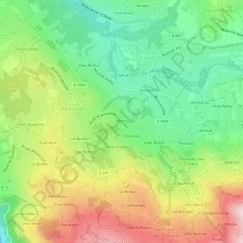 Nancru topographic map, elevation, terrain