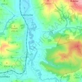 Siedlisko topographic map, elevation, terrain
