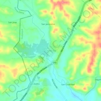 Cerecita topographic map, elevation, terrain