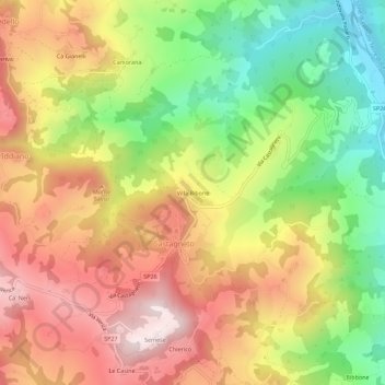 Villa Bibone topographic map, elevation, terrain