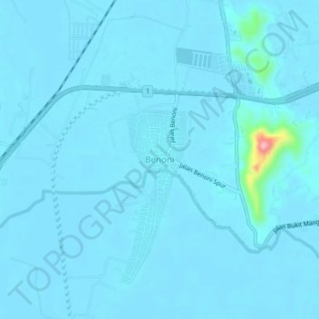 Benoni topographic map, elevation, terrain