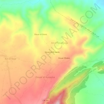 Douar el M'saada topographic map, elevation, terrain
